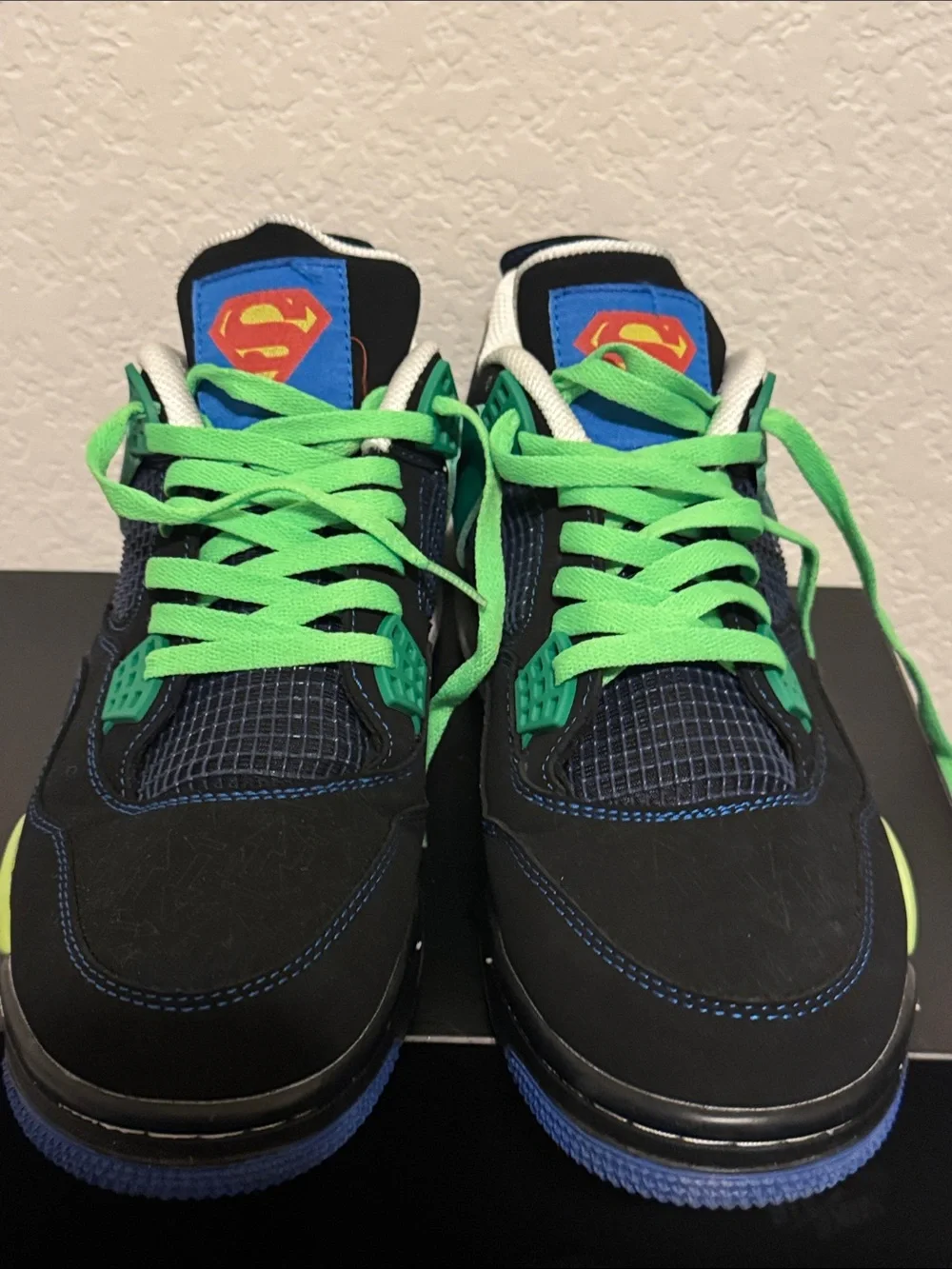 Men's Black and Green Athletic Sneakers with Neon Accents